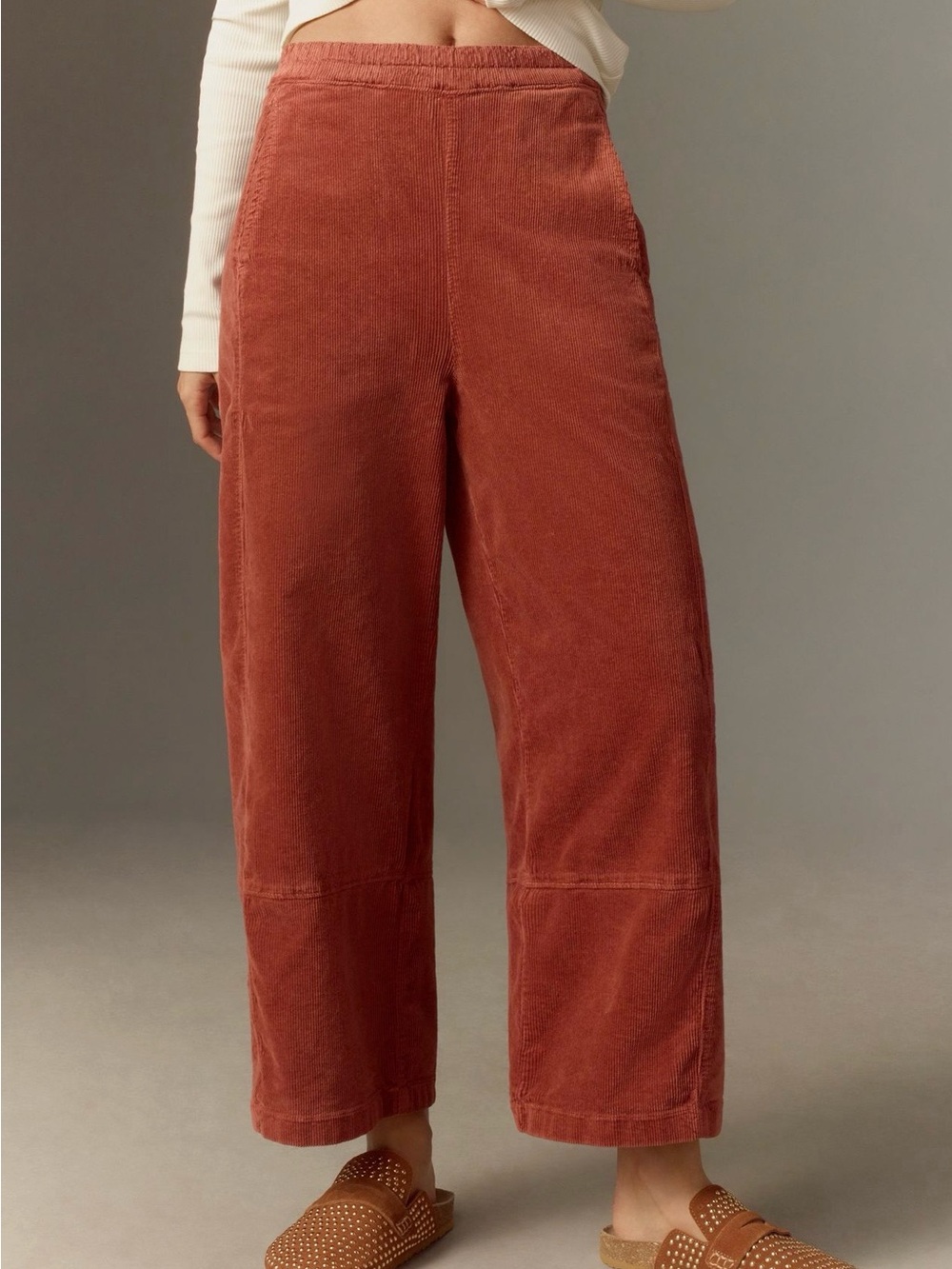 Anthropologie Rust Wide-Leg Corduroy Pants